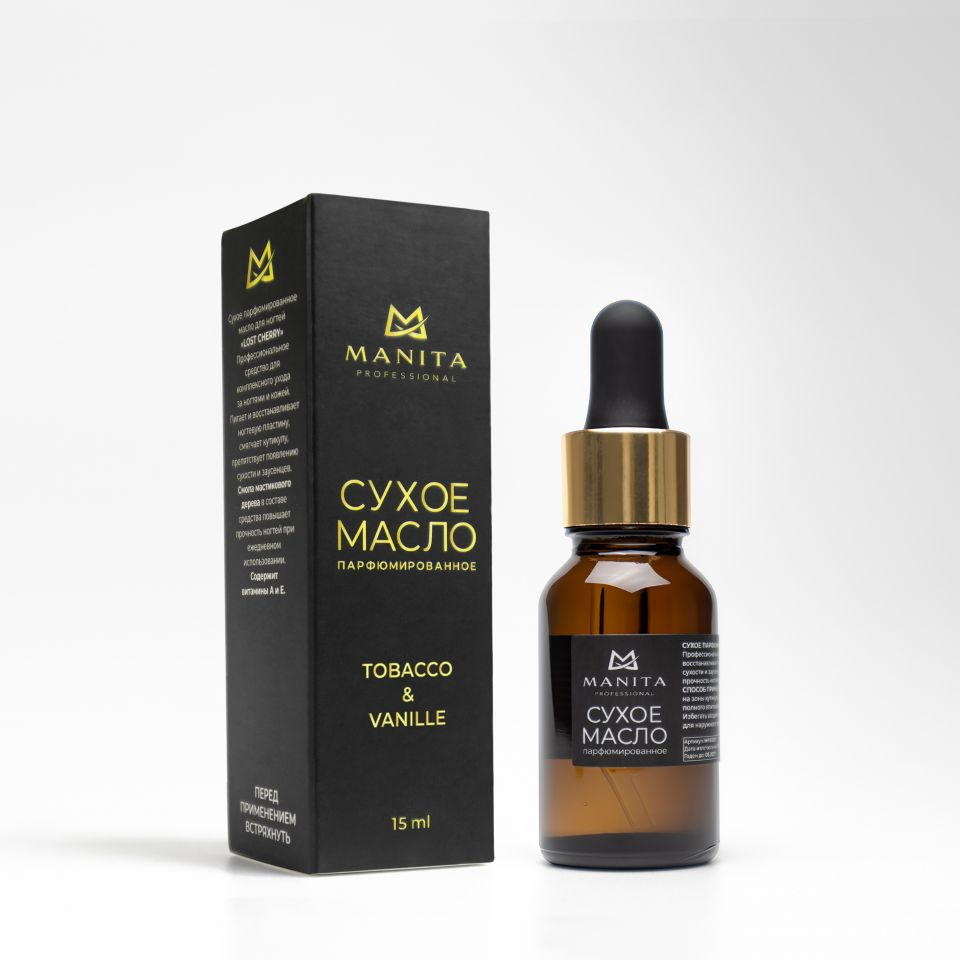 Масло для кутикулы MANITA PROFESSIONAL сухое парфюмированное TOBACCO &amp; VANILLE 15 ml 