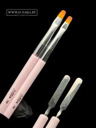 Кисть для полигеля розовая "круглая" Soline №4