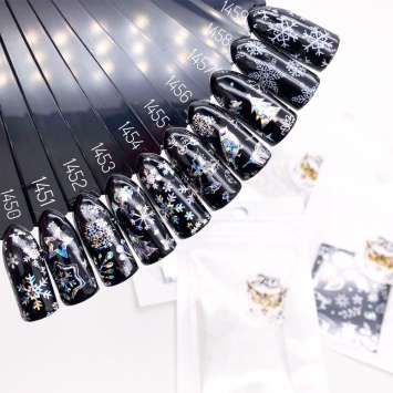 1450 Фольга переводная 4*50 см новогодняя прозрачная серебро