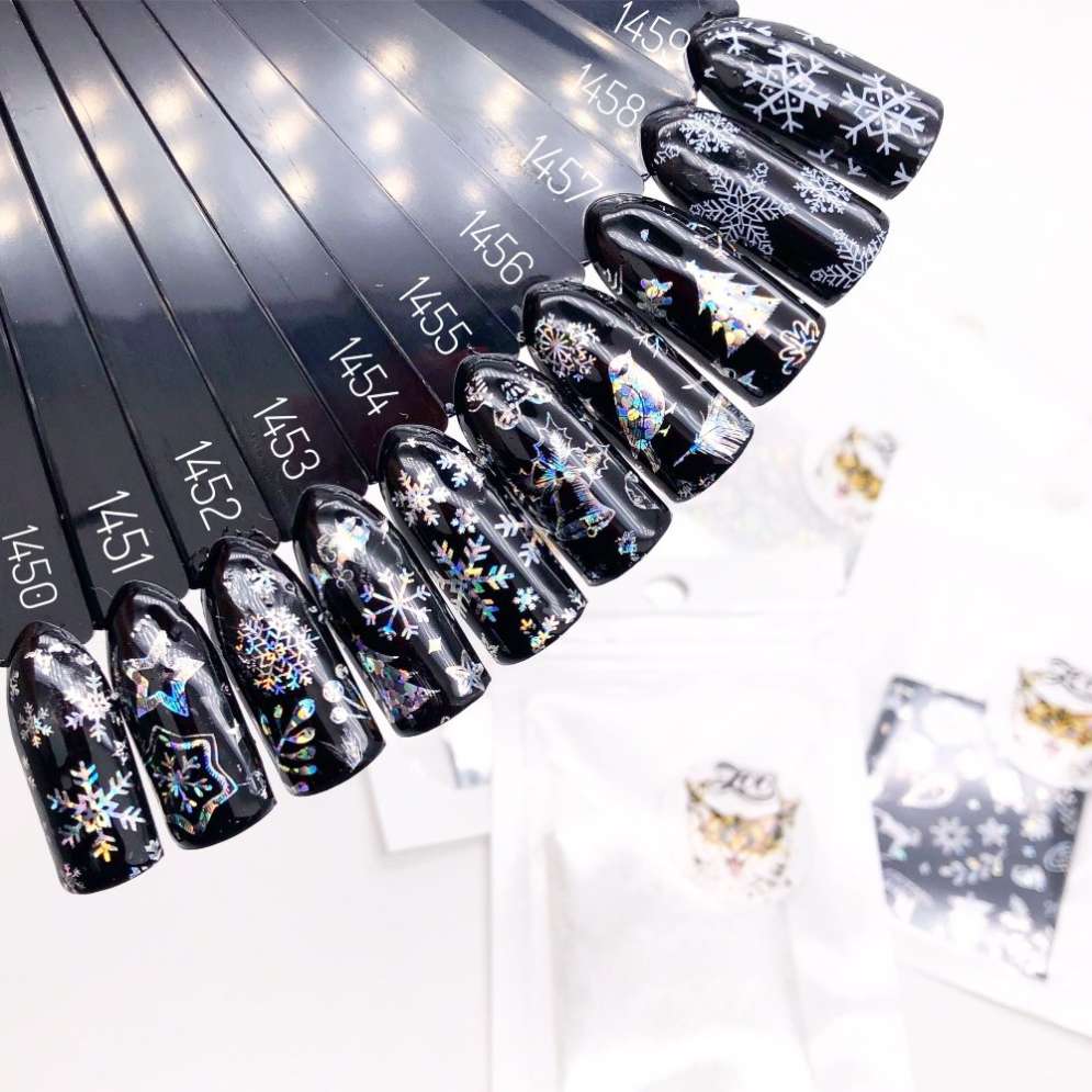 1450 Фольга переводная 4*50 см новогодняя прозрачная серебро