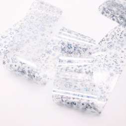 1451 Фольга переводная 4*50 см новогодняя прозрачная серебро 