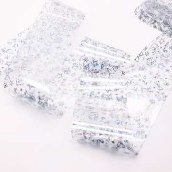 1451 Фольга переводная 4*50 см новогодняя прозрачная серебро 