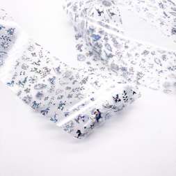 1453 Фольга переводная 4*50 см новогодняя прозрачная серебро 