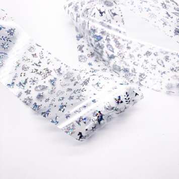 1453 Фольга переводная 4*50 см новогодняя прозрачная серебро 