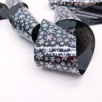 1454 Фольга переводная 4*50 см новогодняя черная серебро  