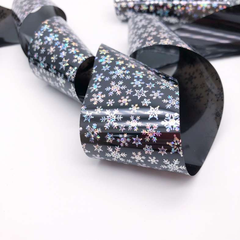 1454 Фольга переводная 4*50 см новогодняя черная серебро  