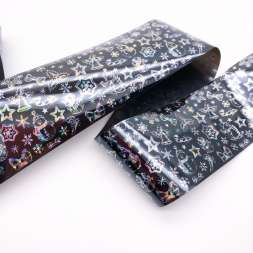 1455 Фольга переводная 4*50 см новогодняя черная серебро 