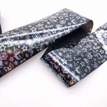 1455 Фольга переводная 4*50 см новогодняя черная серебро 