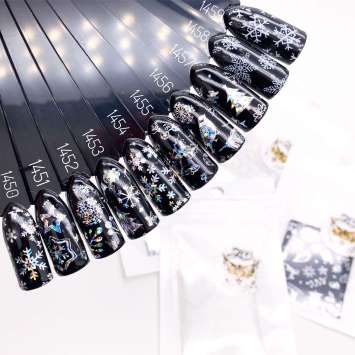 1456 Фольга переводная 4*50 см новогодняя черная серебро  