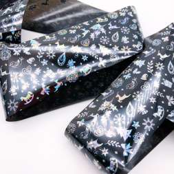 1457 Фольга переводная 4*50 см новогодняя черная серебро 