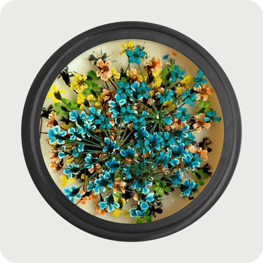 Сухоцветы микс 5452 (зеленый, желтый, оранжевый, фиолетовый, синий)