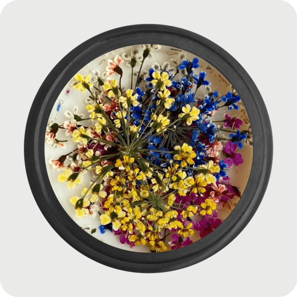 Сухоцветы микс 5454 (желтый, мандарин, белый, синий, фуксия)