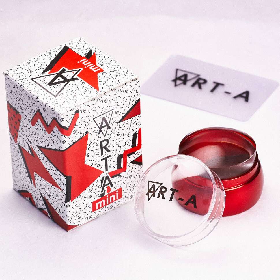 Штамп красный мини, силиконовый 3,5 см. +скрапер 