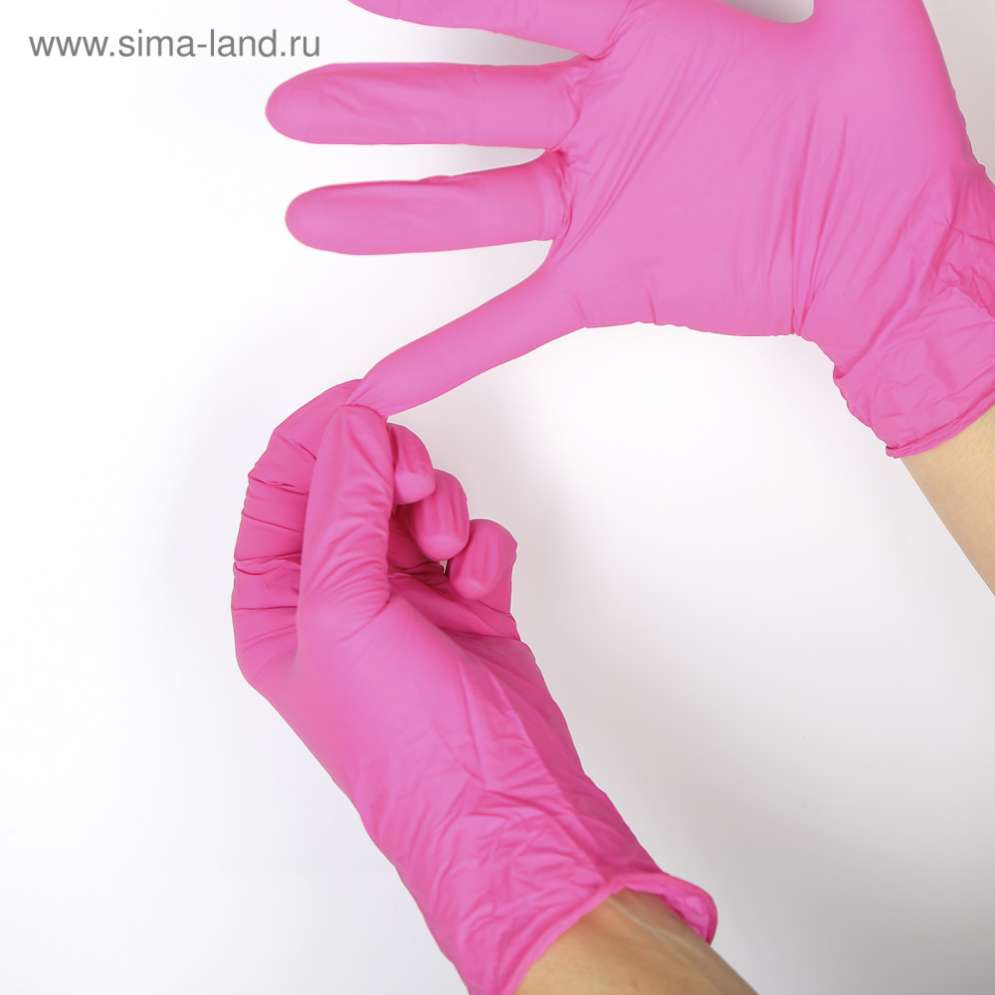 Перчатки нитрил/винил Wally Plastic розовые размер S, 50 пар/уп.