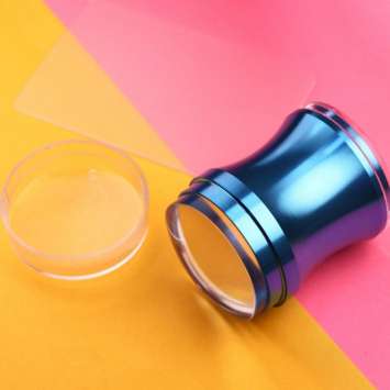 Штамп синий, силиконовый 3,9 см. +скрапер   