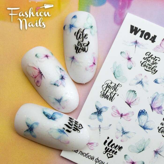 Fashion Nails Слайдер-дизайн WHITE № 104