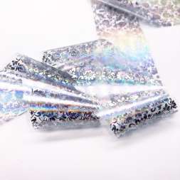 1475 Фольга переводная 4*50 см хром голография листья/цветочки