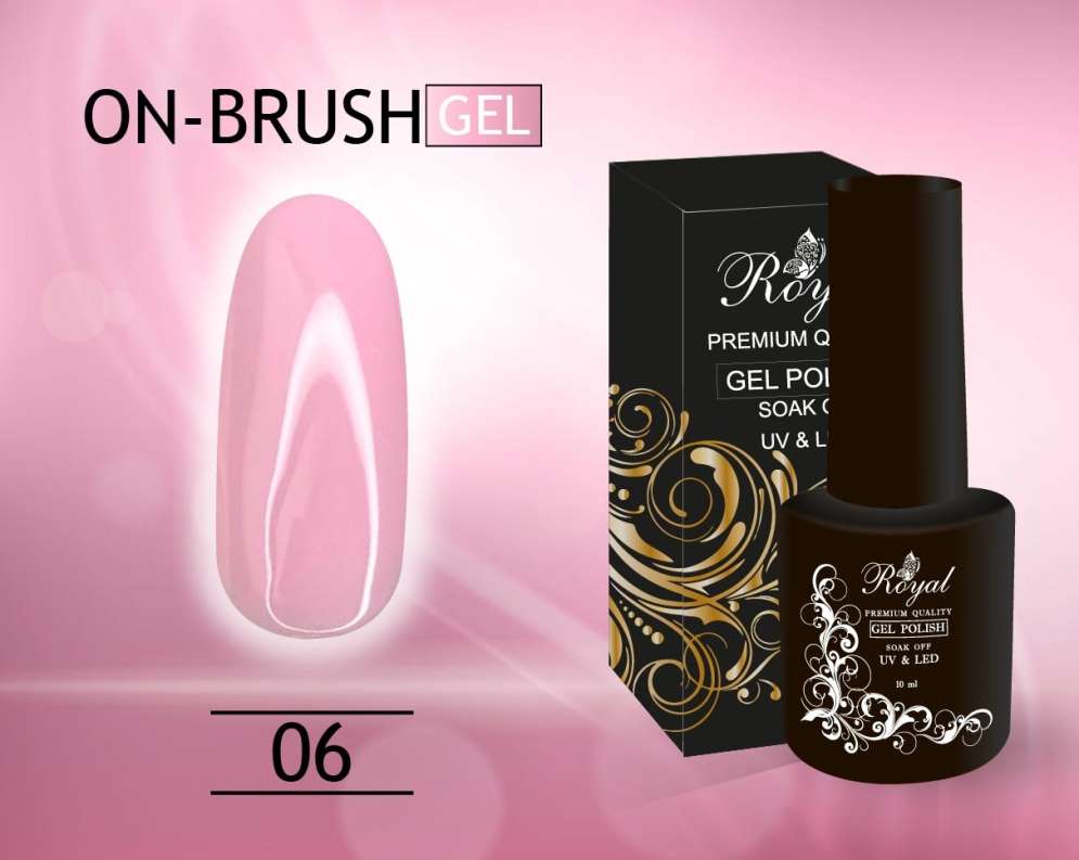 Гель Royal ON-BRUSH для укрепления и наращивания в бутылке 10 мл. OBG06