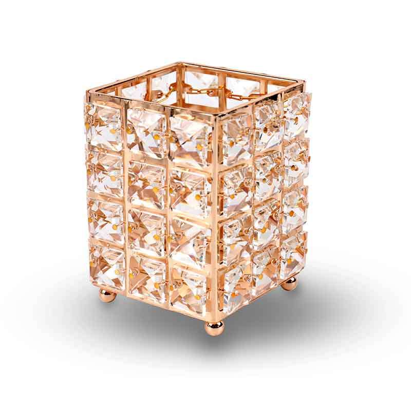 Подставка для кистей с кристаллами золотая