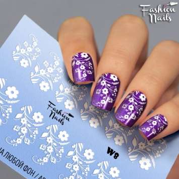 Fashion Nails Слайдер-дизайн WHITE № 8