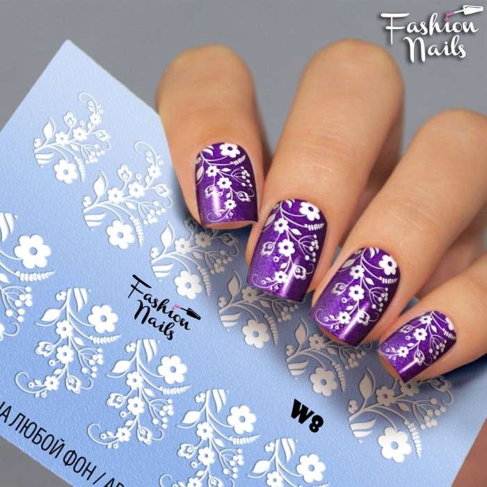 Fashion Nails Слайдер-дизайн WHITE № 8