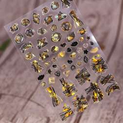 Наклейки 3D 659 черный+золото