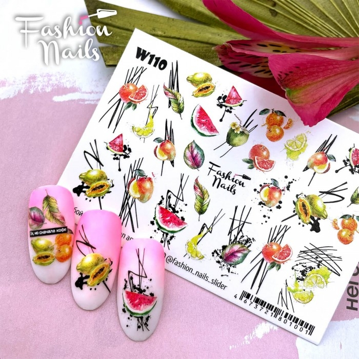 Fashion Nails Слайдер-дизайн WHITE № 110