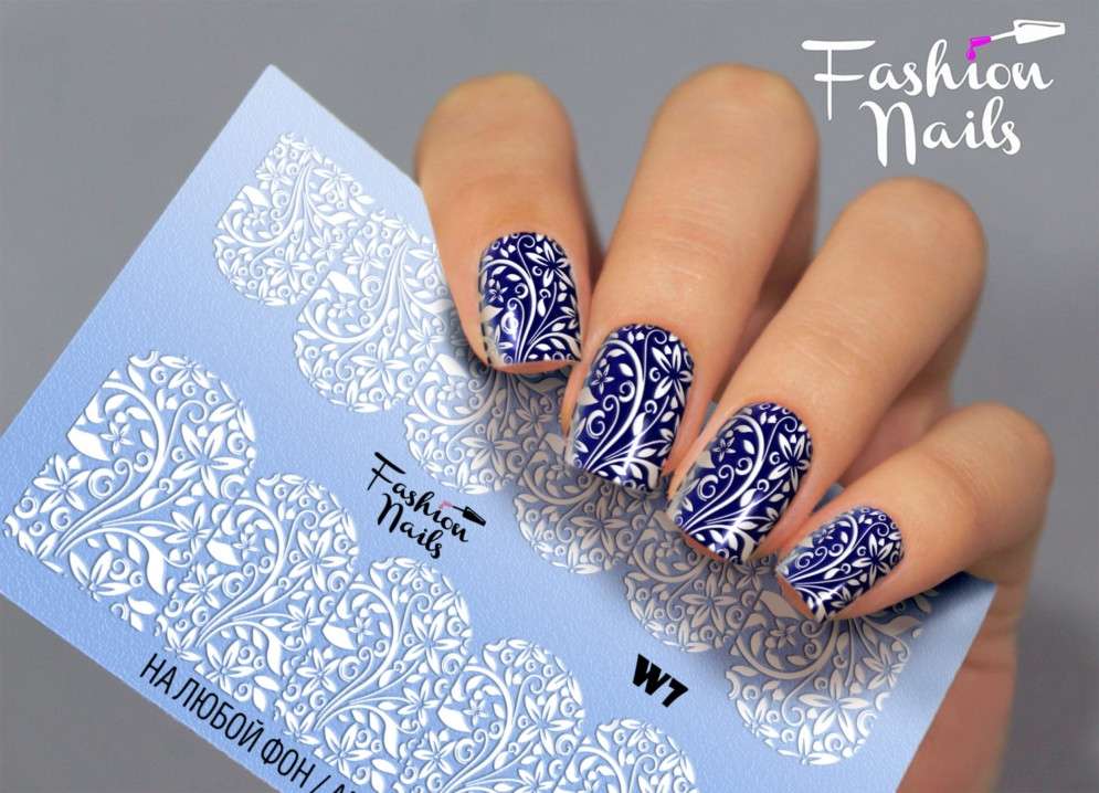 Fashion Nails Слайдер-дизайн WHITE № 7