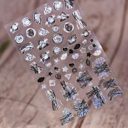 Наклейки 3D 659 черный+серебро