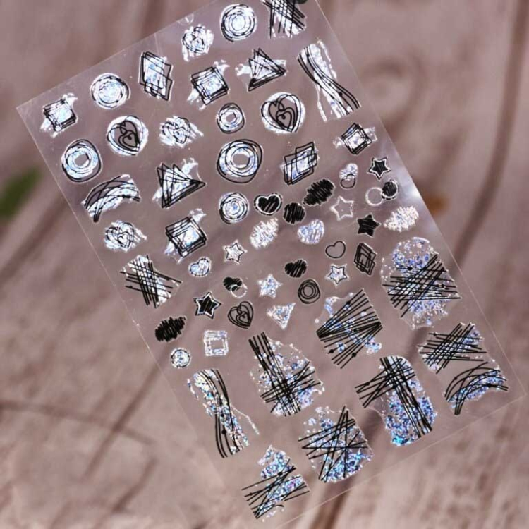 Наклейки 3D 659 черный+серебро