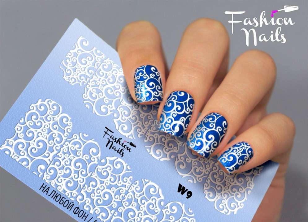 Fashion Nails Слайдер-дизайн WHITE № 9