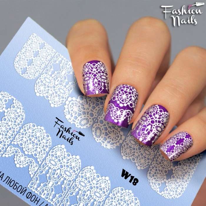 Fashion Nails Слайдер-дизайн WHITE № 18