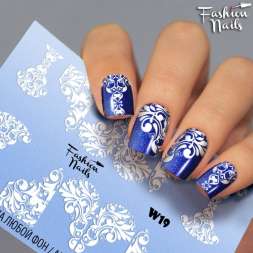 Fashion Nails Слайдер-дизайн WHITE № 19