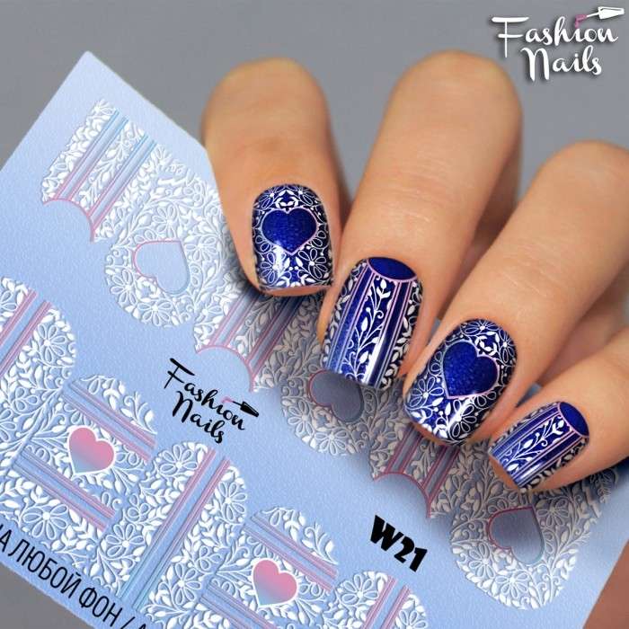 Fashion Nails Слайдер-дизайн WHITE № 21