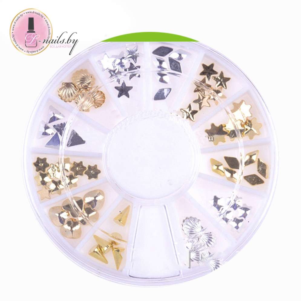 Каруселька с металлическими украшениями (ракушки,сердца,звезды,ромбы)