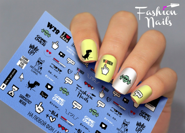 Fashion Nails Слайдер-дизайн WHITE № 28