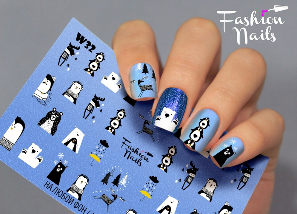 Fashion Nails Слайдер-дизайн WHITE № 32