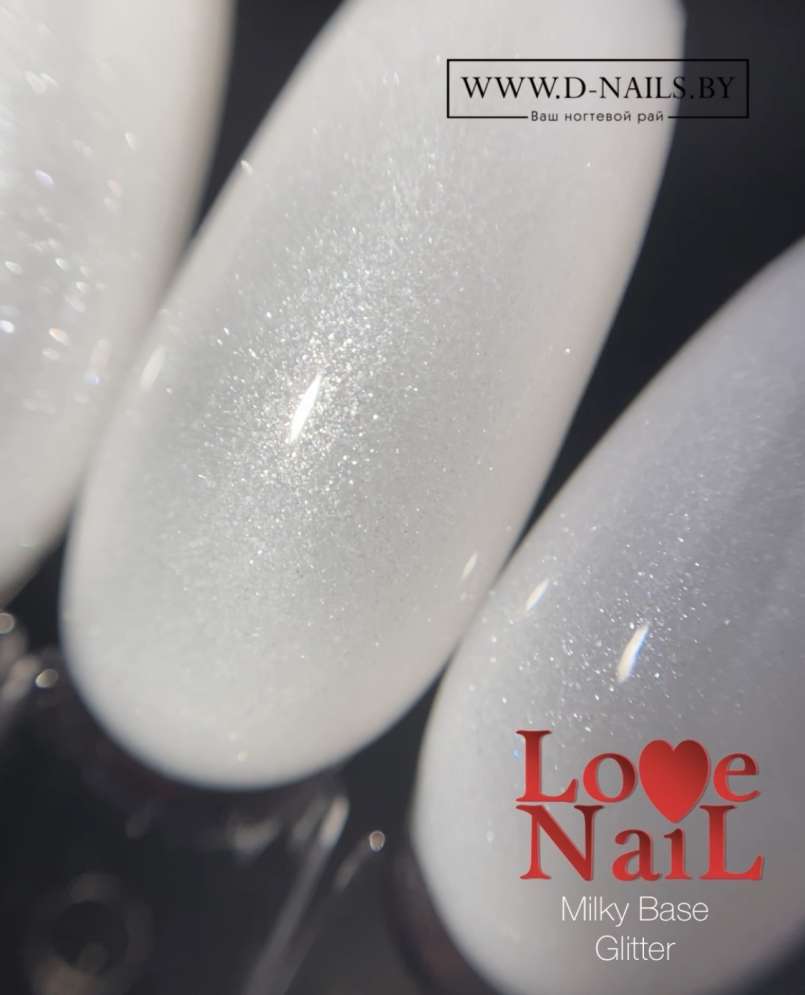 Milky Base Glitter LOVE NAIL