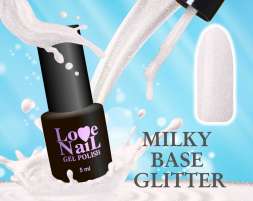Milky Base Glitter LOVE NAIL