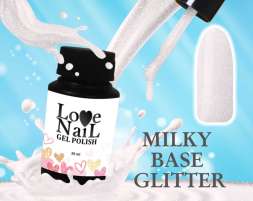 Milky Base Glitter LOVE NAIL
