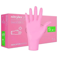 Перчатки нитриловые Mercator Medical розовые размер S, 50 пар/уп. 