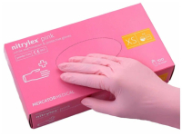Перчатки нитриловые Mercator Medical розовые размер XS, 50 пар/уп.  