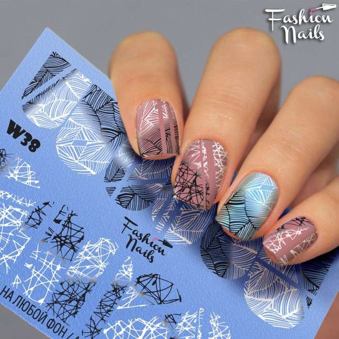 Fashion Nails Слайдер-дизайн WHITE № 38