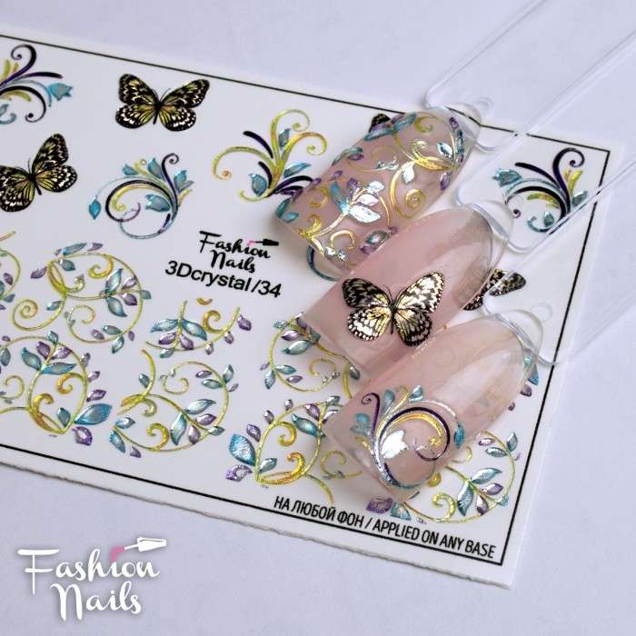 Fashion Nails Слайдер-дизайн 3D CRYSTAL № 34