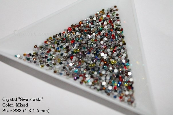 Стразы ss3 MIX colors 1.3-1.5mm 100шт  
