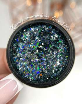 Хлопья голография серо-зеленый Арт.3202