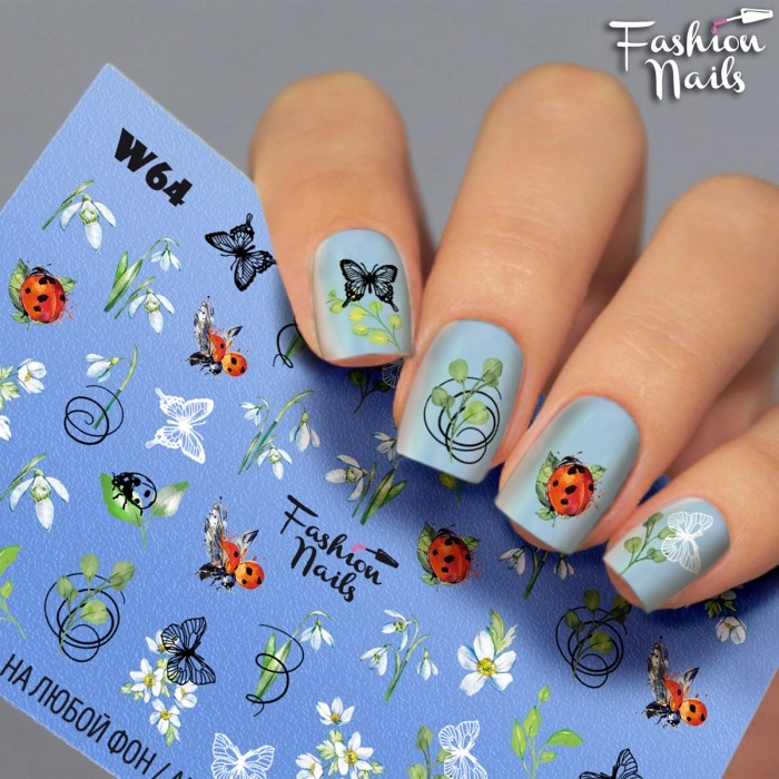 Fashion Nails Слайдер-дизайн WHITE № 64
