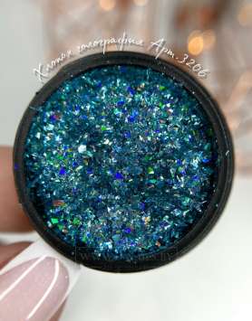 Хлопья голография бирюзово-синий Арт.3206