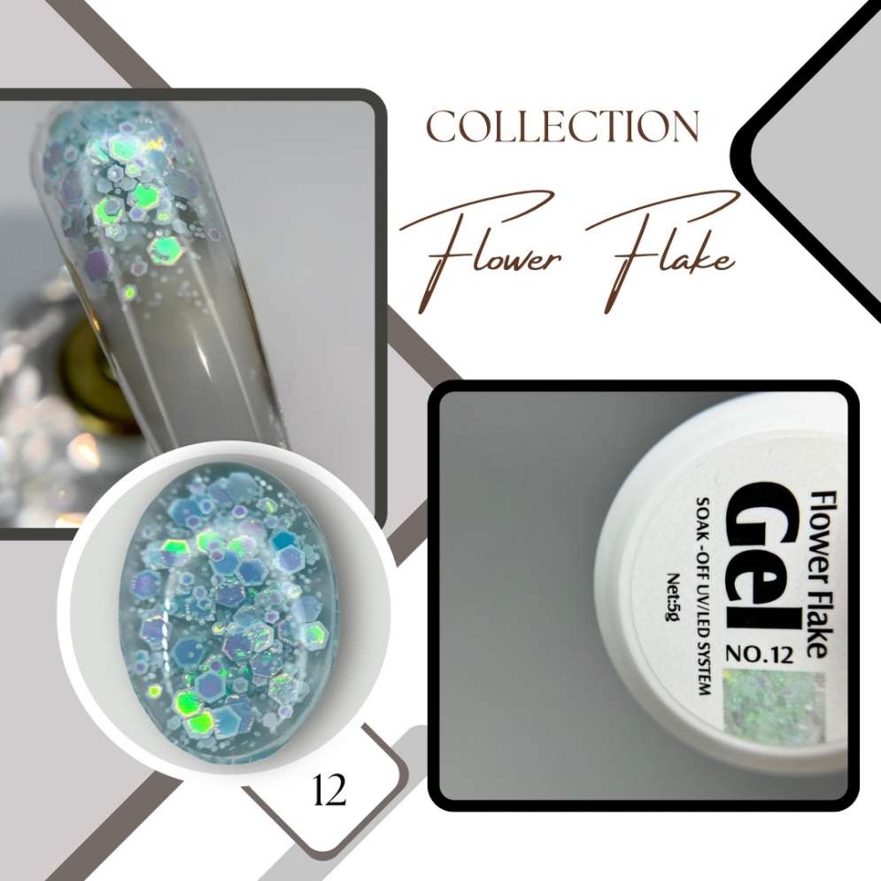Глиттер-гель "FLOWER FLAKE" 12 5gr   