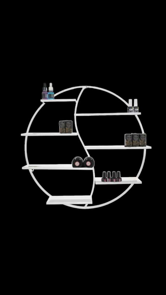 Настенная круглая полка для лаков (белый) — стильное хранение для маникюрного кабинета